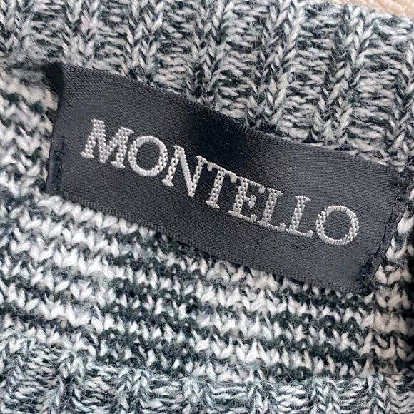 Vintage 90s Montello Black And White Dad Sweater With Faux Leather Patches M - Picture 5 of 14